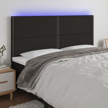 vidaXL Galvūgalis su LED, juodos spalvos, 160x5x118/128cm, audinys