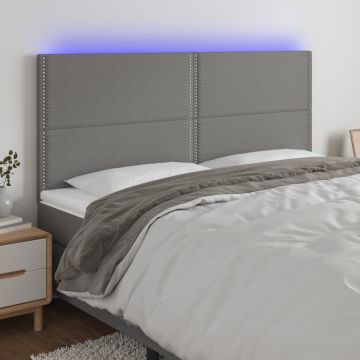 vidaXL Galvūgalis su LED, tamsiai pilkas, 180x5x118/128cm, audinys