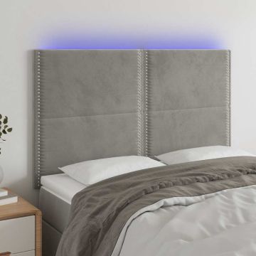 vidaXL Galvūgalis su LED, šviesiai pilkas, 144x5x118/128cm, aksomas