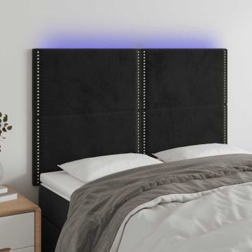 vidaXL Galvūgalis su LED, juodos spalvos, 144x5x118/128cm, aksomas