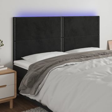 vidaXL Galvūgalis su LED, juodos spalvos, 160x5x118/128cm, aksomas