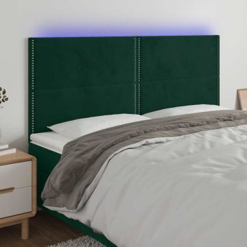 vidaXL Galvūgalis su LED, tamsiai žalias, 180x5x118/128cm, aksomas