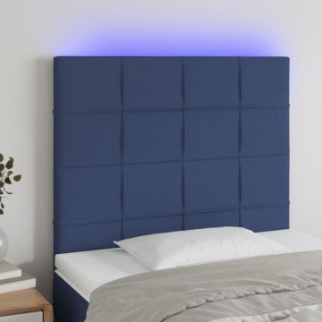 vidaXL Galvūgalis su LED, mėlynos spalvos, 80x5x118/128cm, audinys