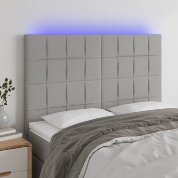 vidaXL Galvūgalis su LED, šviesiai pilkas, 144x5x118/128cm, audinys