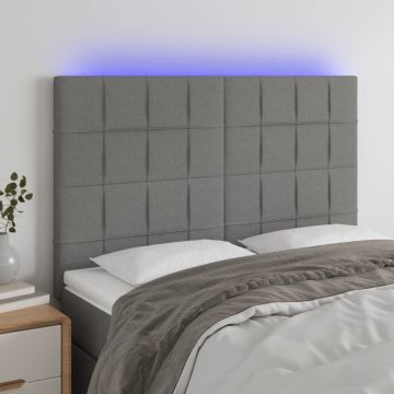 vidaXL Galvūgalis su LED, tamsiai pilkas, 144x5x118/128cm, audinys