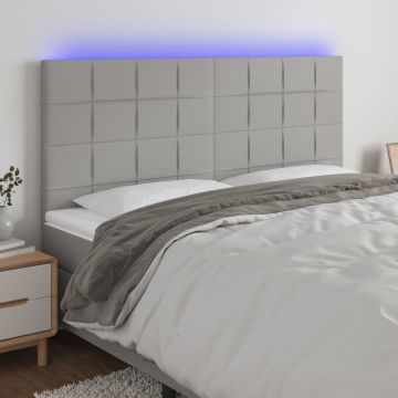 vidaXL Galvūgalis su LED, šviesiai pilkas, 160x5x118/128cm, audinys