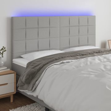 vidaXL Galvūgalis su LED, šviesiai pilkas, 180x5x118/128cm, audinys