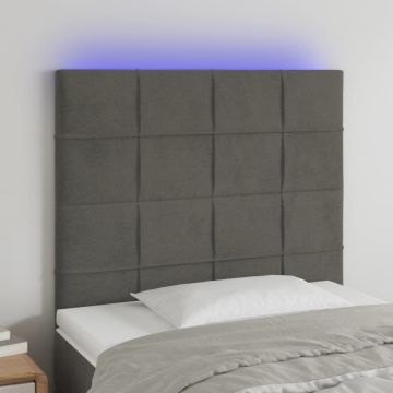 vidaXL Galvūgalis su LED, tamsiai pilkas, 100x5x118/128cm, aksomas