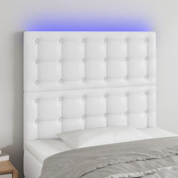 vidaXL Galvūgalis su LED, baltos spalvos, 90x5x118/128 cm