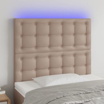 vidaXL Galvūgalis su LED, kapučino spalvos, 90x5x118/128cm