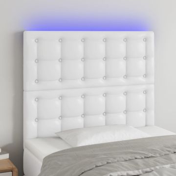 vidaXL Galvūgalis su LED, baltos spalvos, 100x5x118/128 cm