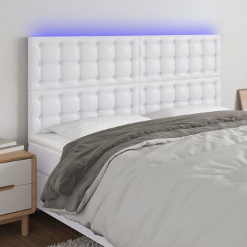 vidaXL Galvūgalis su LED, baltos spalvos, 200x5x118/128 cm