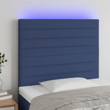 vidaXL Galvūgalis su LED, mėlynos spalvos, 80x5x118/128cm, audinys
