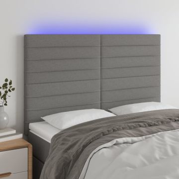 vidaXL Galvūgalis su LED, tamsiai pilkas, 144x5x118/128cm, audinys