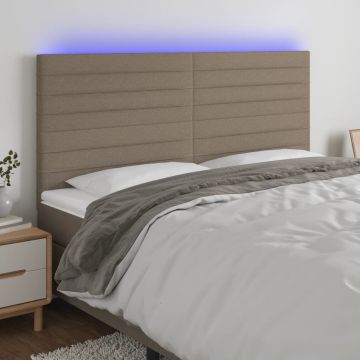 vidaXL Galvūgalis su LED, taupe spalvos, 180x5x118/128cm, audinys