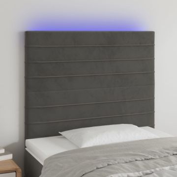 vidaXL Galvūgalis su LED, tamsiai pilkas, 100x5x118/128cm, aksomas
