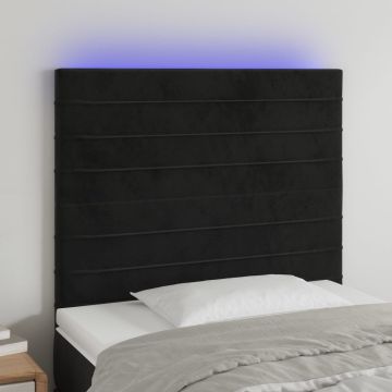vidaXL Galvūgalis su LED, juodos spalvos, 100x5x118/128cm, aksomas