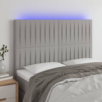 vidaXL Galvūgalis su LED, šviesiai pilkas, 144x5x118/128cm, audinys
