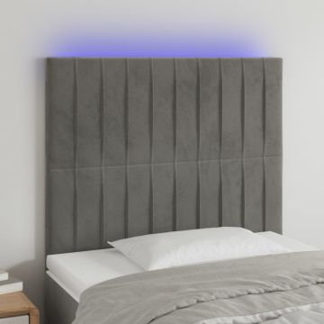 vidaXL Galvūgalis su LED, šviesiai pilkas, 80x5x118/128cm, aksomas