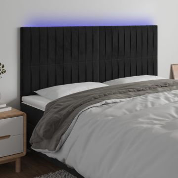 vidaXL Galvūgalis su LED, juodos spalvos, 180x5x118/128cm, aksomas