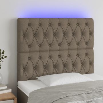 vidaXL Galvūgalis su LED, taupe spalvos, 90x7x118/128cm, audinys