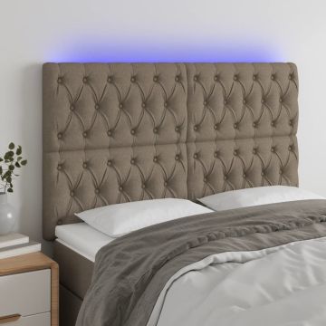 vidaXL Galvūgalis su LED, taupe spalvos, 144x7x118/128cm, audinys