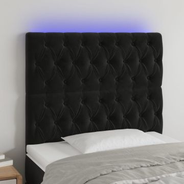 vidaXL Galvūgalis su LED, juodos spalvos, 100x7x118/128cm, aksomas