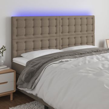 vidaXL Galvūgalis su LED, taupe spalvos, 160x5x118/128cm, audinys