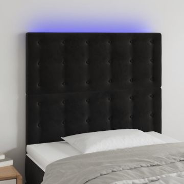 vidaXL Galvūgalis su LED, juodos spalvos, 90x5x118/128cm, aksomas