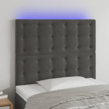 vidaXL Galvūgalis su LED, tamsiai pilkas, 100x5x118/128cm, aksomas