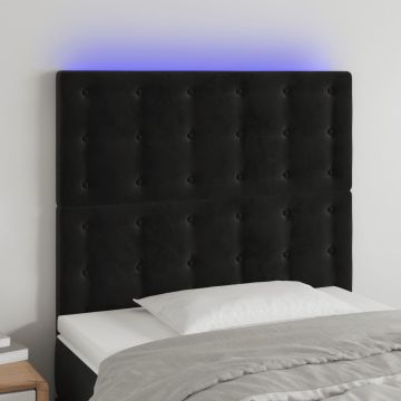 vidaXL Galvūgalis su LED, juodos spalvos, 100x5x118/128cm, aksomas