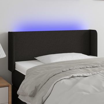 vidaXL Galvūgalis su LED, juodos spalvos, 93x16x78/88cm, audinys