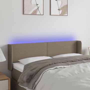 vidaXL Galvūgalis su LED, taupe spalvos, 147x16x78/88cm, audinys