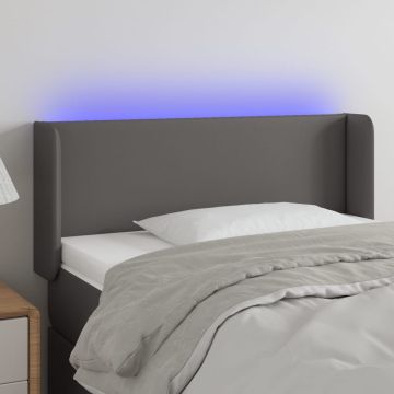 vidaXL Galvūgalis su LED, pilkos spalvos, 93x16x78/88cm, dirbtinė oda