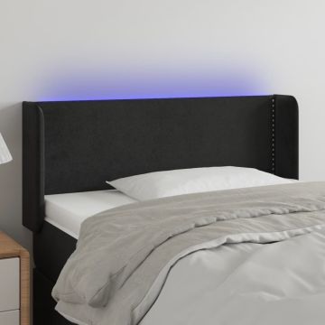 vidaXL Galvūgalis su LED, juodos spalvos, 103x16x78/88cm, aksomas