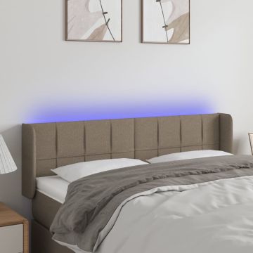 vidaXL Galvūgalis su LED, taupe spalvos, 147x16x78/88cm, audinys