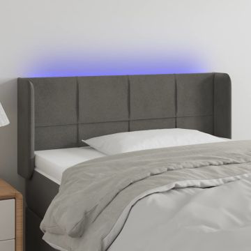 vidaXL Galvūgalis su LED, tamsiai pilkas, 93x16x78/88cm, aksomas