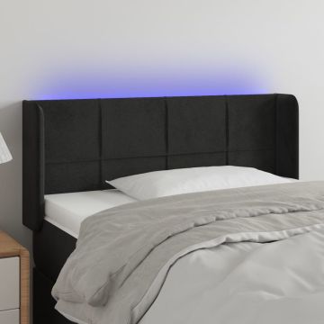 vidaXL Galvūgalis su LED, juodos spalvos, 103x16x78/88cm, aksomas