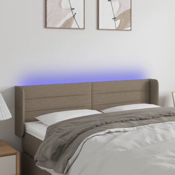 vidaXL Galvūgalis su LED, taupe spalvos, 147x16x78/88cm, audinys
