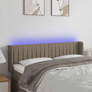 vidaXL Galvūgalis su LED, taupe spalvos, 147x16x78/88cm, audinys