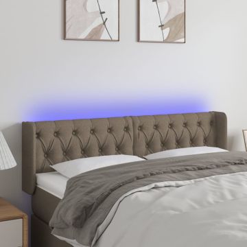 vidaXL Galvūgalis su LED, taupe spalvos, 163x16x78/88cm, audinys