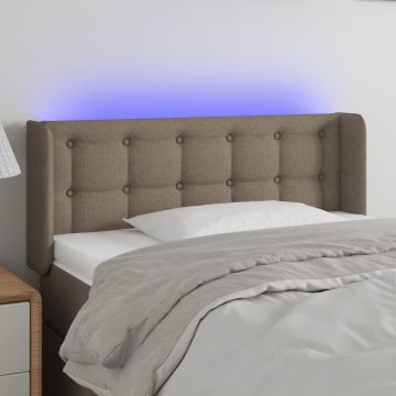 vidaXL Galvūgalis su LED, taupe spalvos, 93x16x78/88cm, audinys