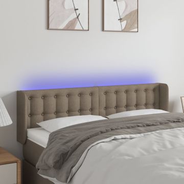 vidaXL Galvūgalis su LED, taupe spalvos, 147x16x78/88cm, audinys