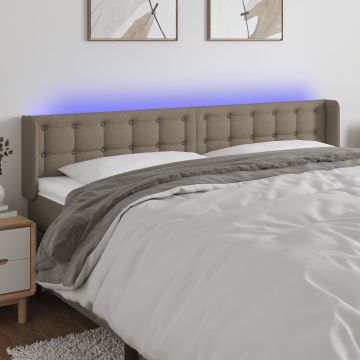 vidaXL Galvūgalis su LED, taupe spalvos, 163x16x78/88cm, audinys