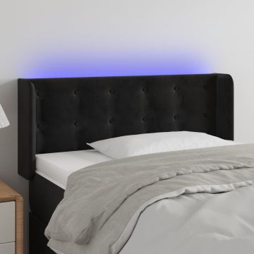 vidaXL Galvūgalis su LED, juodos spalvos, 83x16x78/88cm, aksomas