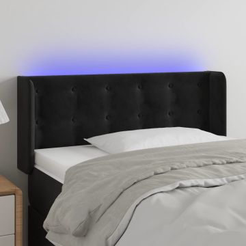 vidaXL Galvūgalis su LED, juodos spalvos, 93x16x78/88cm, aksomas