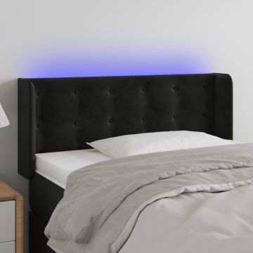 vidaXL Galvūgalis su LED, juodos spalvos, 103x16x78/88cm, aksomas