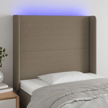vidaXL Galvūgalis su LED, taupe spalvos, 93x16x118/128cm, audinys
