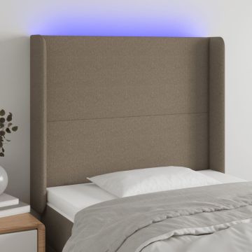 vidaXL Galvūgalis su LED, taupe spalvos, 103x16x118/128cm, audinys
