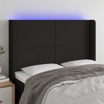 vidaXL Galvūgalis su LED, juodos spalvos, 147x16x118/128cm, audinys